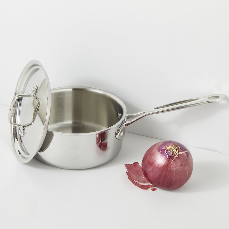 Small saucepan Ø 10 cm stainless steel with gold plated handle
